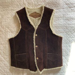 Vintage Leather Vest with Sherpa/Fleece Lining